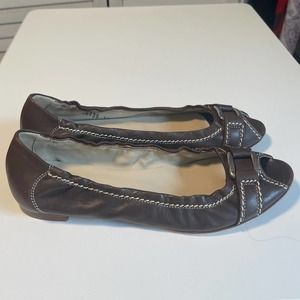 AGL ATTILIO GUISTI LEOMBRUNI Brown Peeptoe Ballet Flats 37.5